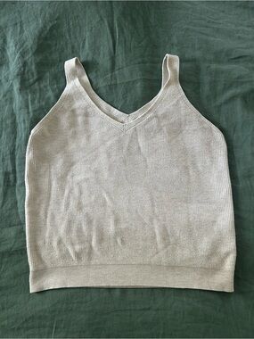 a new day Cream Ribbed V-Neck Tank Top